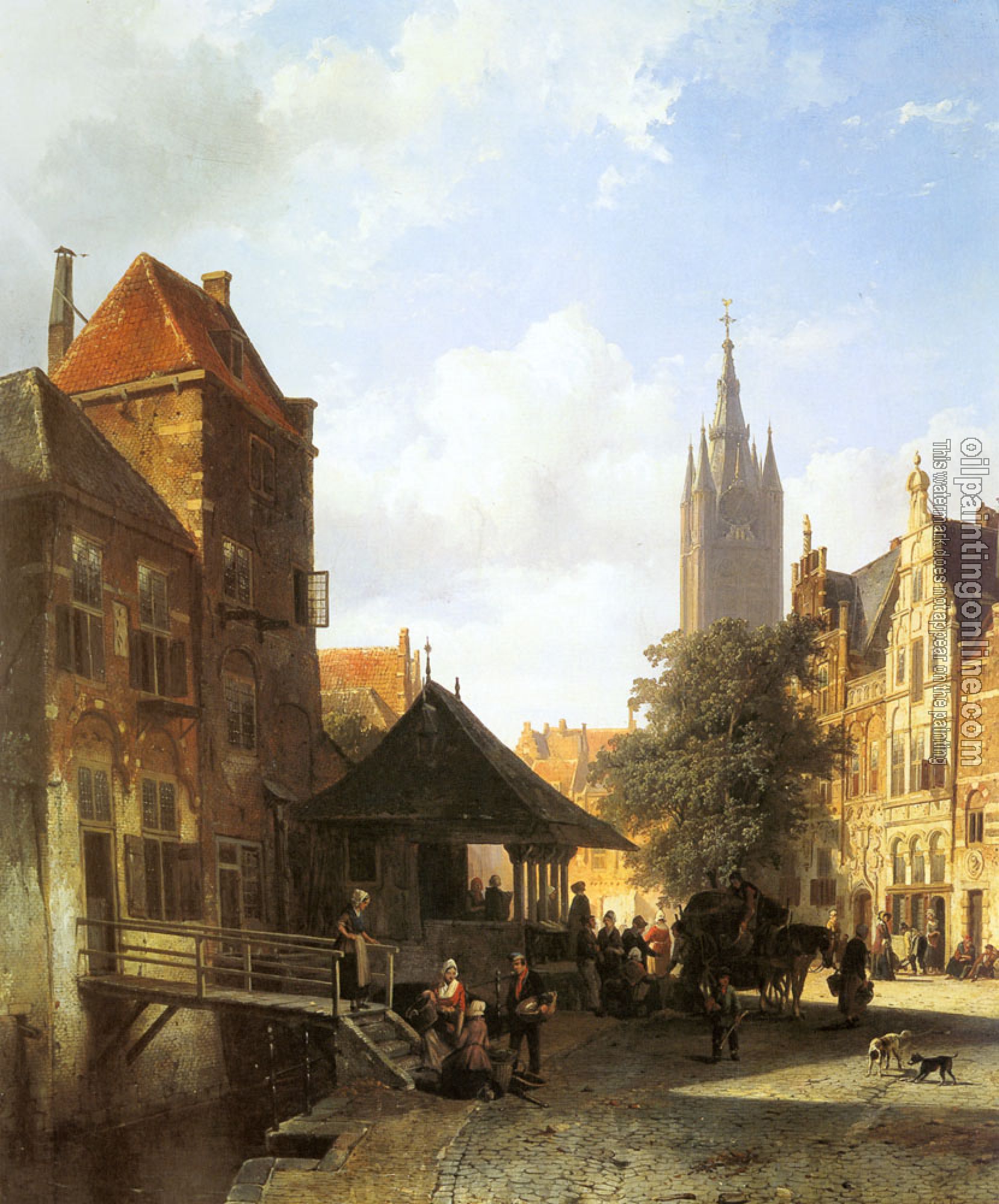 Springer, Cornelis - Figures In A Street In Delft